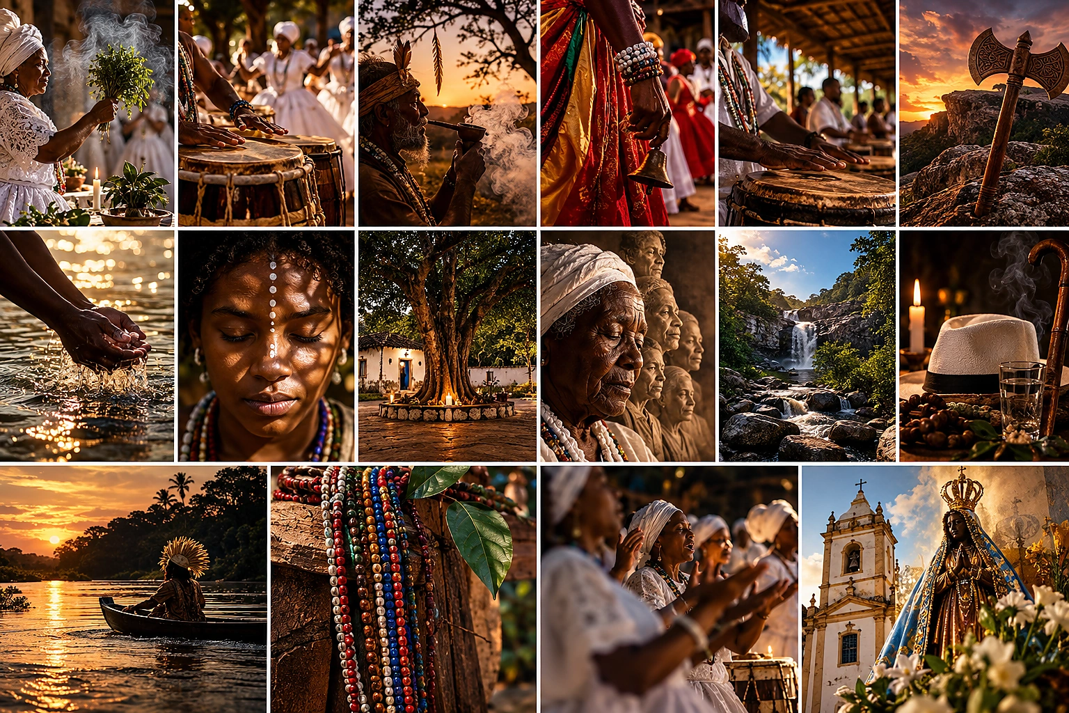 Painel visual sobre diferentes contextos afro-brasileiros